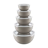 Smartware 5'li Set Loop Saklama Kabı BEJ – Çok Amaçlı Saklama Kutusu, Buzdolabı Saklama Kabı, Mutfak Düzenleyici, Kapaklı Saklama Kabı