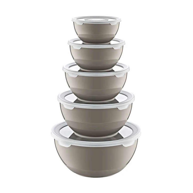 Smartware 5'li Set Loop Saklama Kabı BEJ – Çok Amaçlı Saklama Kutusu, Buzdolabı Saklama Kabı, Mutfak Düzenleyici, Kapaklı Saklama Kabı