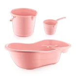 Smartware Fiore 3'Lü Bebek Banyo Seti Pembe - PEMBE, Çok Amaçlı Bebek Banyo Seti, Sağlığa Zararsız, 0-5 Yaş İçin, Tıpalı Bebek Küveti ve Banyo Aksesuarları