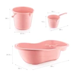 Smartware Fiore 3'Lü Bebek Banyo Seti Pembe - PEMBE, Çok Amaçlı Bebek Banyo Seti, Sağlığa Zararsız, 0-5 Yaş İçin, Tıpalı Bebek Küveti ve Banyo Aksesuarları