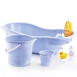 Smartware Fiore 3'Lü Bebek Banyo Seti Mavi - MAVİ, Çok Amaçlı Bebek Banyo Seti, Sağlığa Zararsız, 0-5 Yaş İçin, Tıpalı Bebek Küveti ve Banyo Aksesuarları