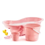 Smartware Fiore 3'Lü Bebek Banyo Seti Pembe - PEMBE, Çok Amaçlı Bebek Banyo Seti, Sağlığa Zararsız, 0-5 Yaş İçin, Tıpalı Bebek Küveti ve Banyo Aksesuarları