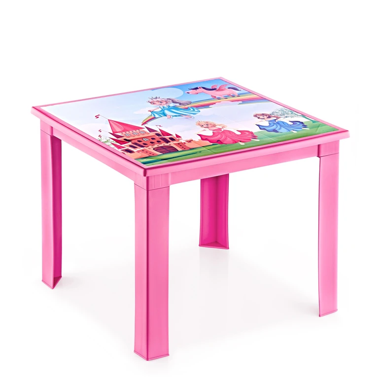 Fiore 50X50 Çocuk Masası IML Pembe-Prenses - PEMBE-PRENSES, Çok Amaçlı Çocuk Masası, Çocuklar İçin Masa, Güvenli Masa
