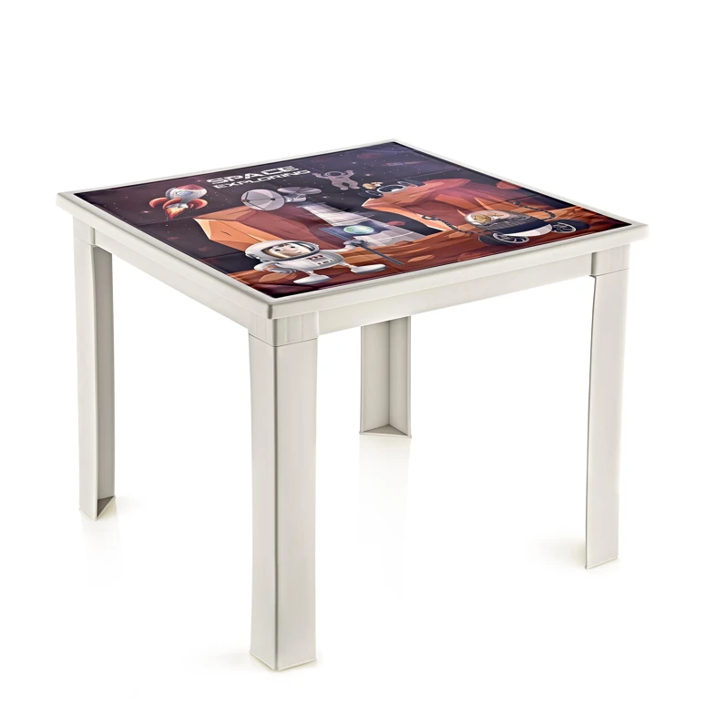 Fiore 50X50 Çocuk Masası IML Space-Latte - SPACE-LATTE, Çok Amaçlı Çocuk Masası, Çocuklar İçin Masa, Güvenli Masa