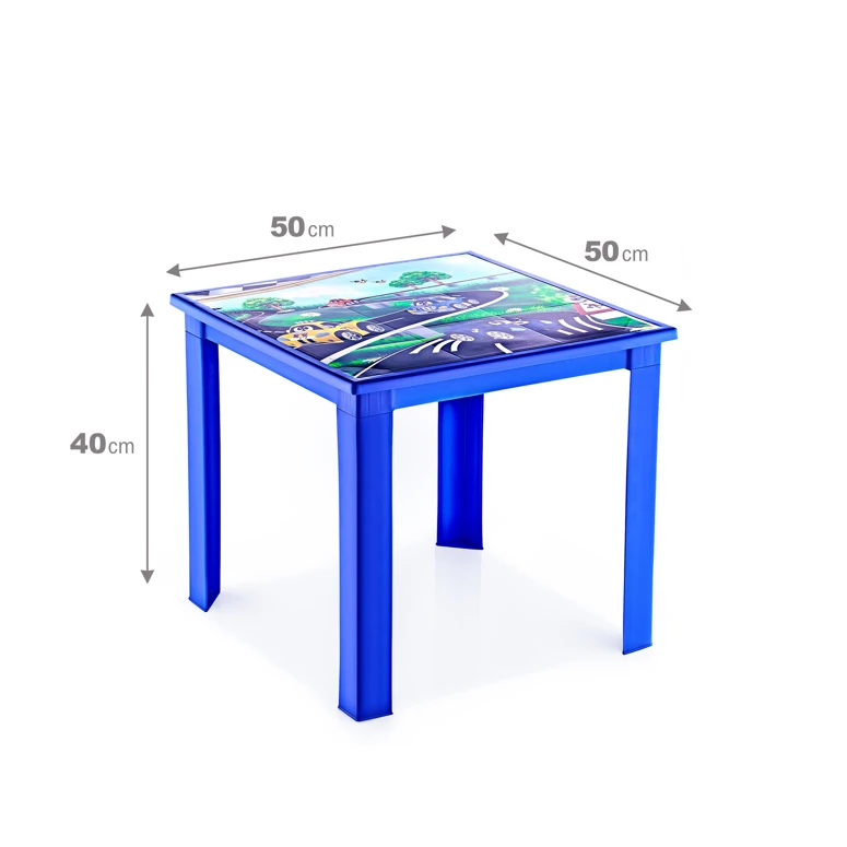 Fiore 50X50 Çocuk Masası IML Mavi-Araba - MAVİ-ARABA, Çok Amaçlı Çocuk Masası, Çocuklar İçin Masa, Güvenli Masa