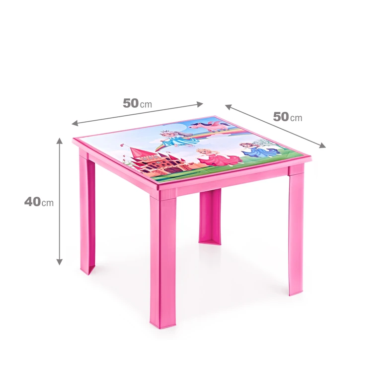 Fiore 50X50 Çocuk Masası IML Pembe-Prenses - PEMBE-PRENSES, Çok Amaçlı Çocuk Masası, Çocuklar İçin Masa, Güvenli Masa