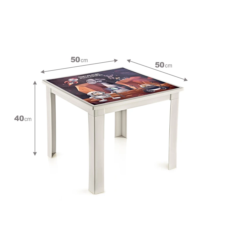 Fiore 50X50 Çocuk Masası IML Space-Latte - SPACE-LATTE, Çok Amaçlı Çocuk Masası, Çocuklar İçin Masa, Güvenli Masa