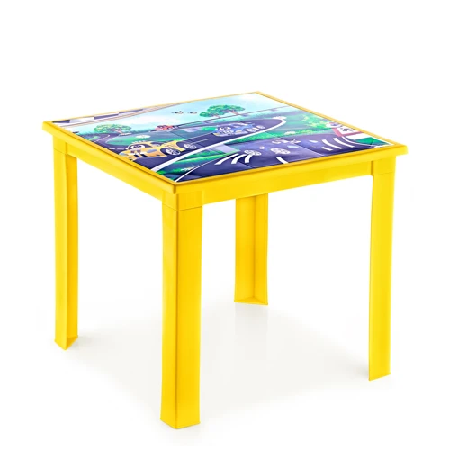 Fiore 50X50 Çocuk Masası IML Sarı-Araba - SARI-ARABA, Çok Amaçlı Çocuk Masası Çocuklar İçin Masa, Güvenli Masa