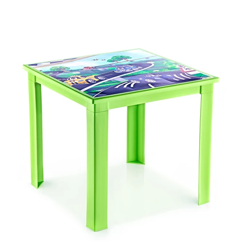 Fiore 50X50 Çocuk Masası IML Yeşil-Araba - YEŞİL-ARABA, Çok Amaçlı Çocuk Masası, Çocuklar İçin Masa, Güvenli Masa
