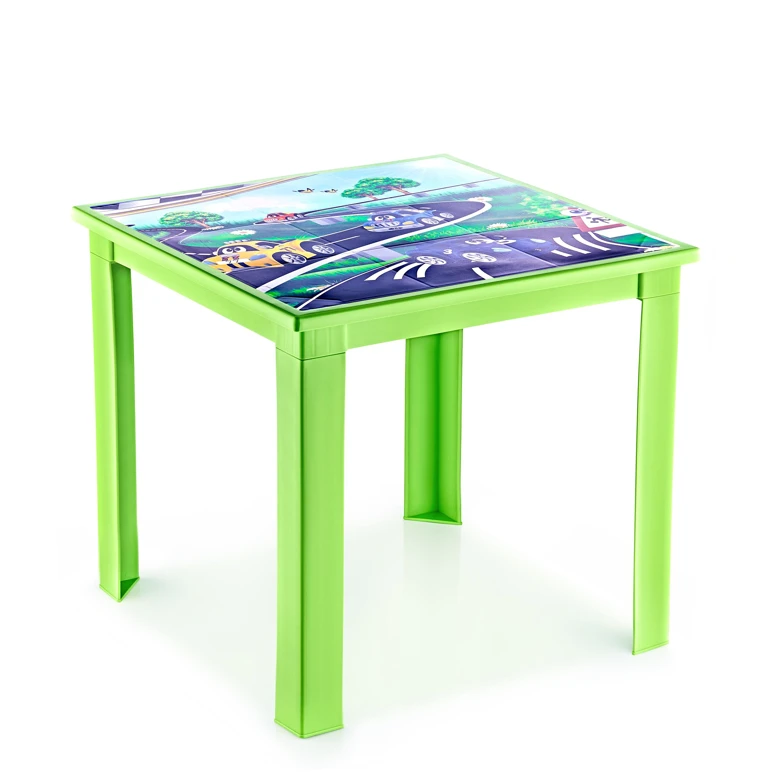 Fiore 50X50 Çocuk Masası IML Yeşil-Araba - YEŞİL-ARABA, Çok Amaçlı Çocuk Masası, Çocuklar İçin Masa, Güvenli Masa
