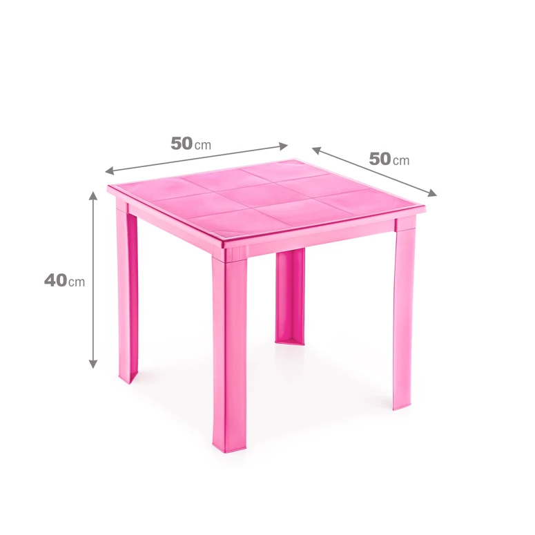 Fiore 50X50 Plastik Masa Pembe - PEMBE, Çok Amaçlı Çocuk Masası, Çocuklar İçin Masa, Güvenli Masa