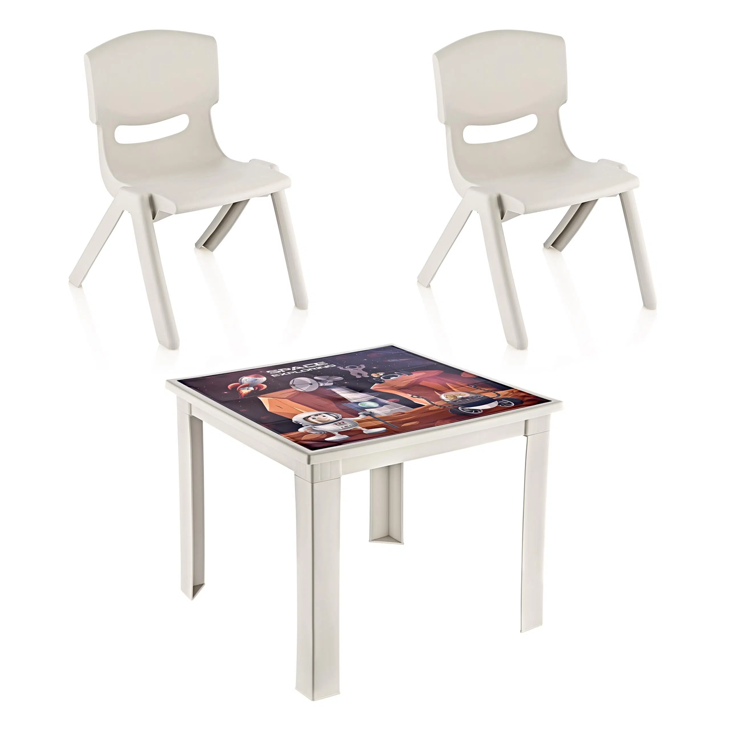 Fiore 3'lü Set Çocuk Masa Sandalye Takımı Latte Space 1-3 Yaş 