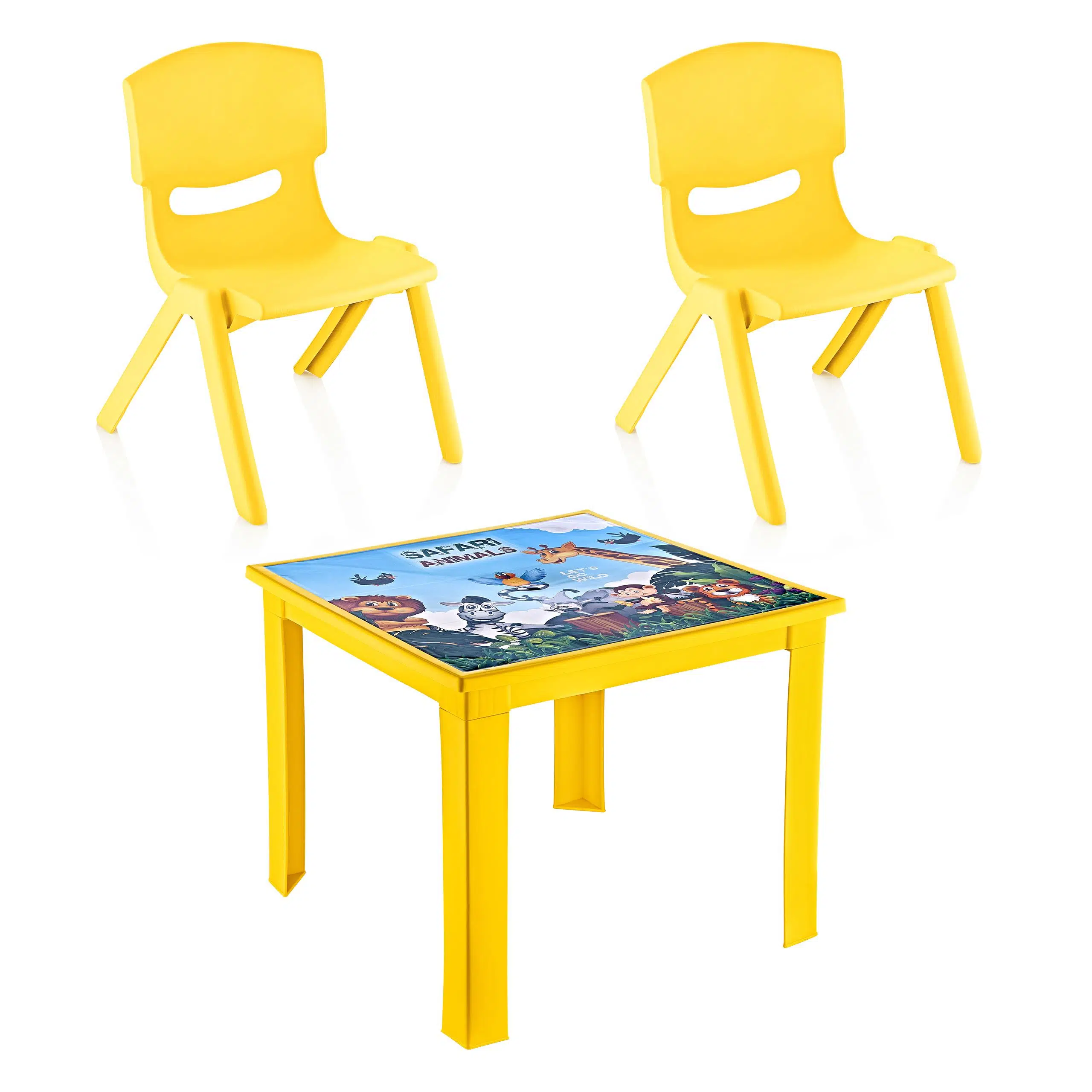 Fiore 3'lü Set Çocuk Masa Sandalye Takımı Sarı Safari 1-3 Yaş 