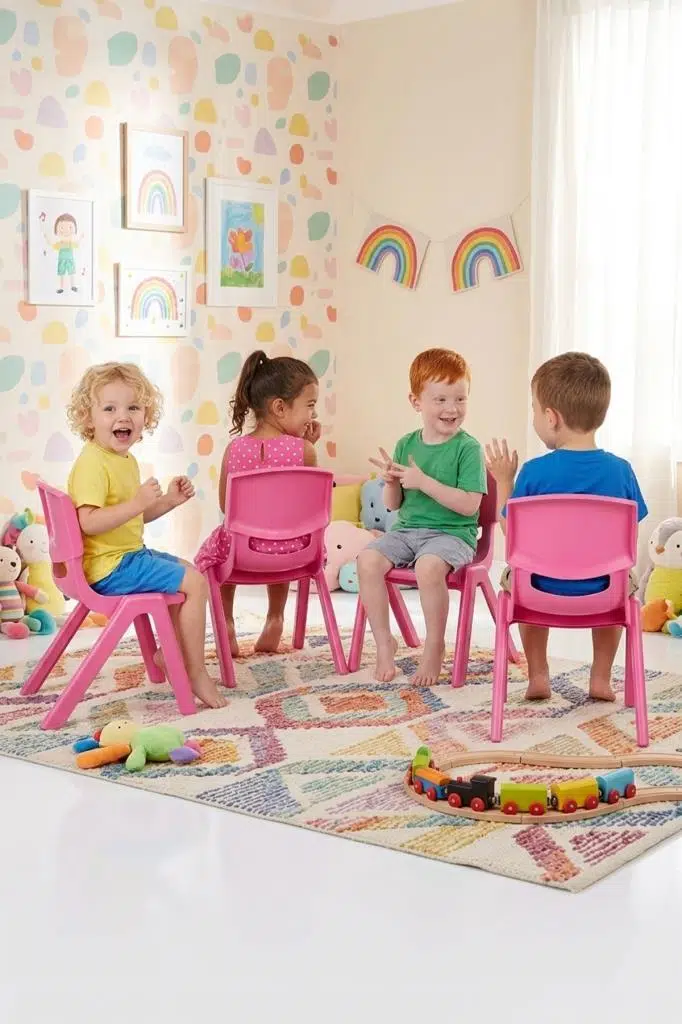 Fiore 4'Lü Set Büyük Şirin Çocuk Sandalyesi Pembe