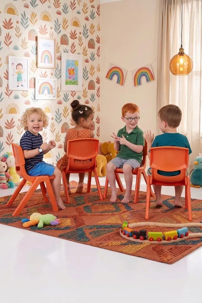 Fiore 4'Lü Set Büyük Şirin Çocuk Sandalyesi Turuncu