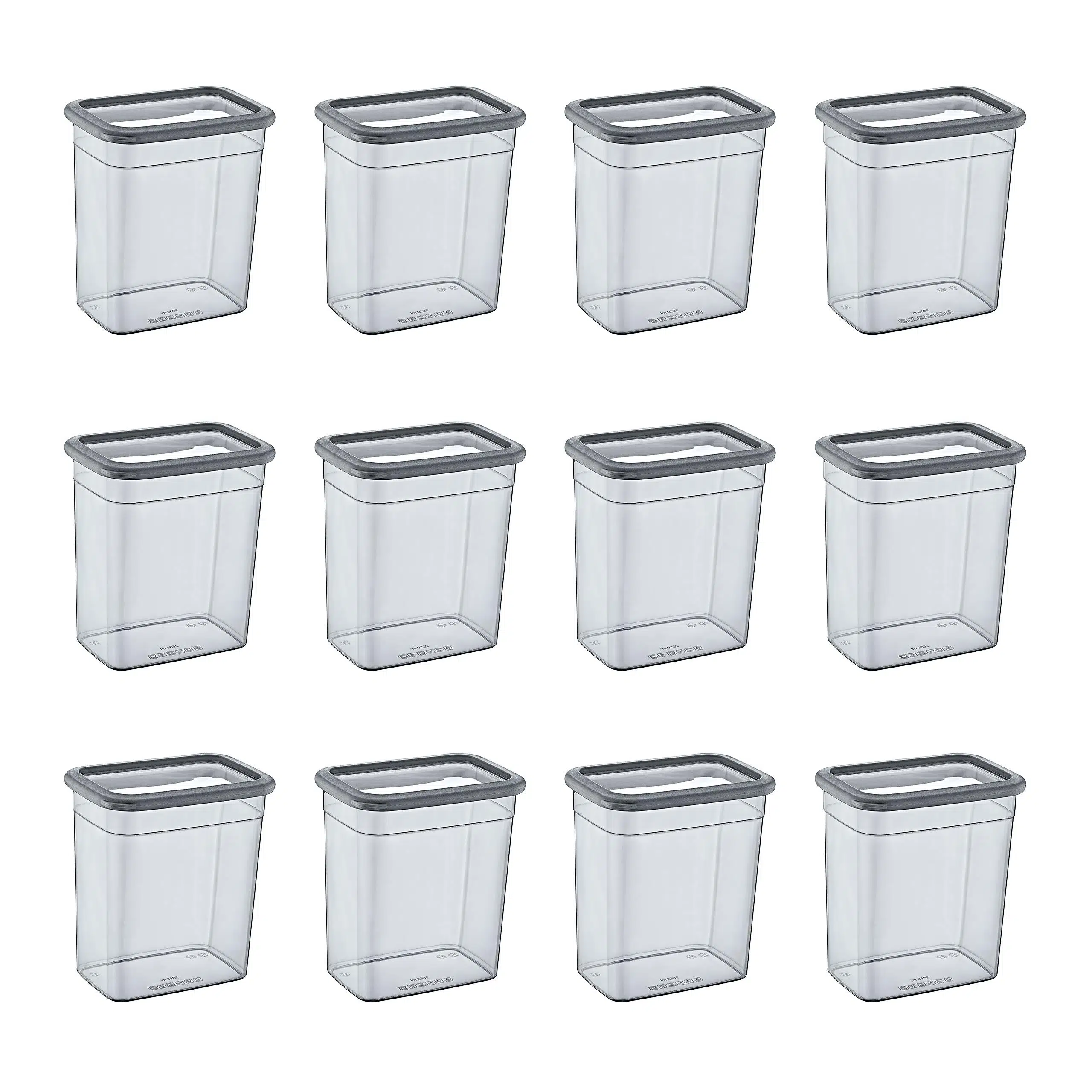 Smartware 12'Li Set Skali Dikdörtgen Saklama Kabı Antrasit 2350 ML