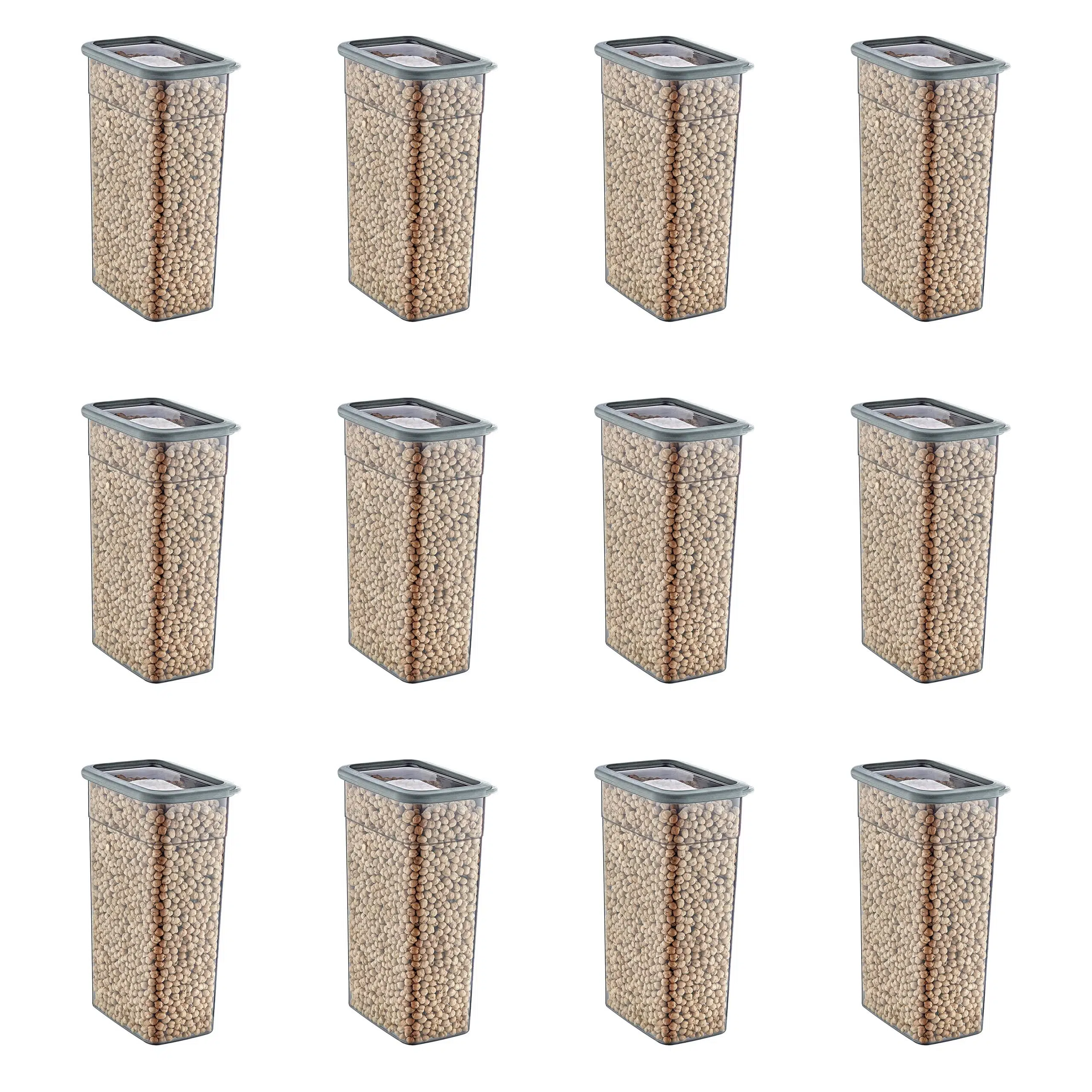 Smartware 12'Li Set Skali Dikdörtgen Saklama Kabı Antrasit 3500 ML