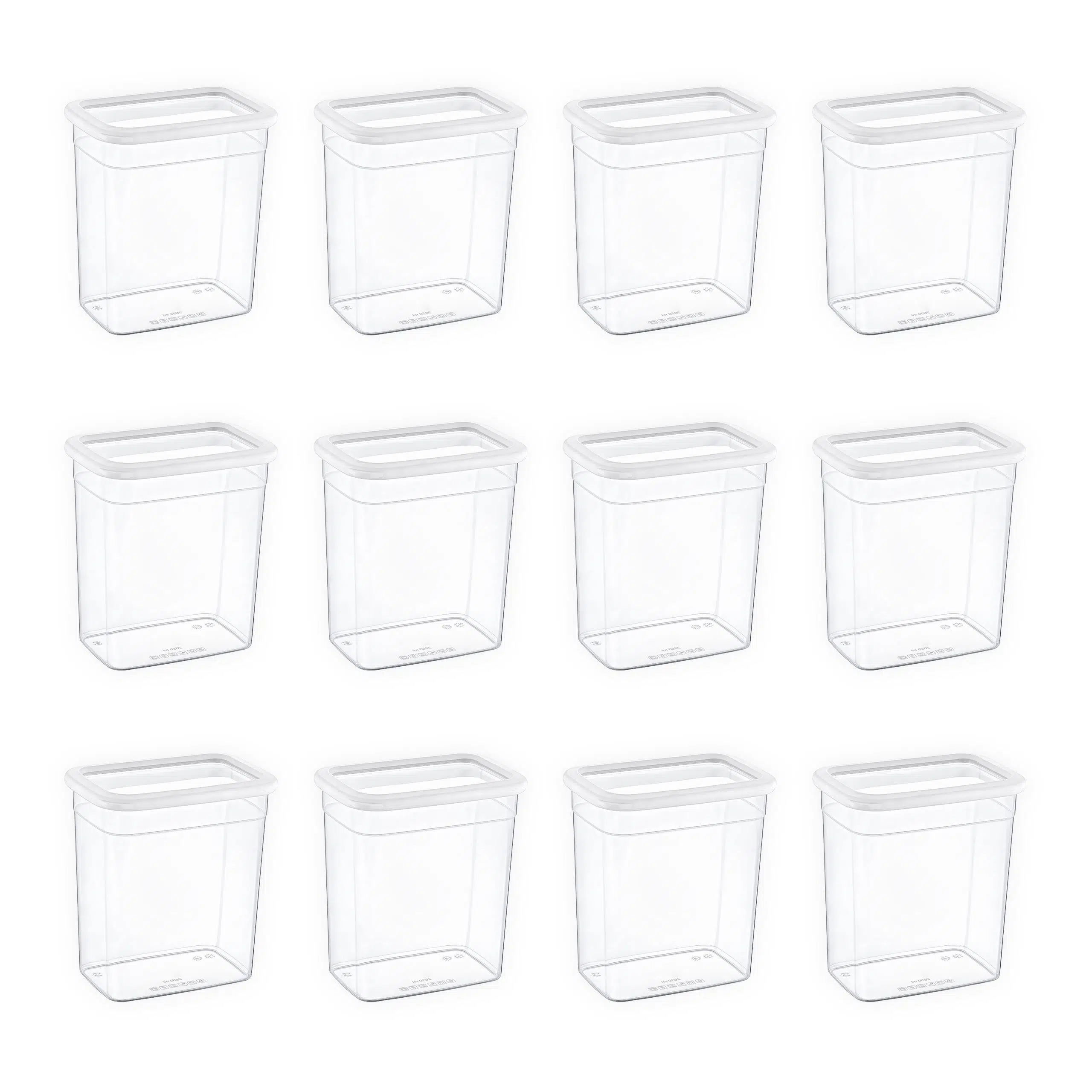 Smartware 12'Li Set Skali Dikdörtgen Saklama Kabı Beyaz 2350 ML