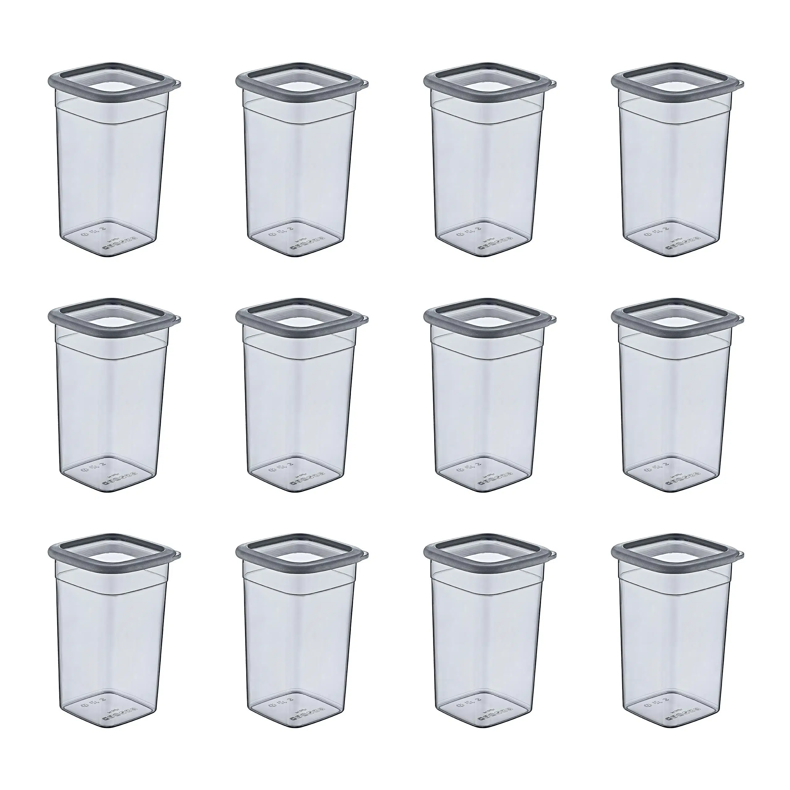 Smartware 12'Li Set Skali Kare Saklama Kabı Antrasit 1440 ML