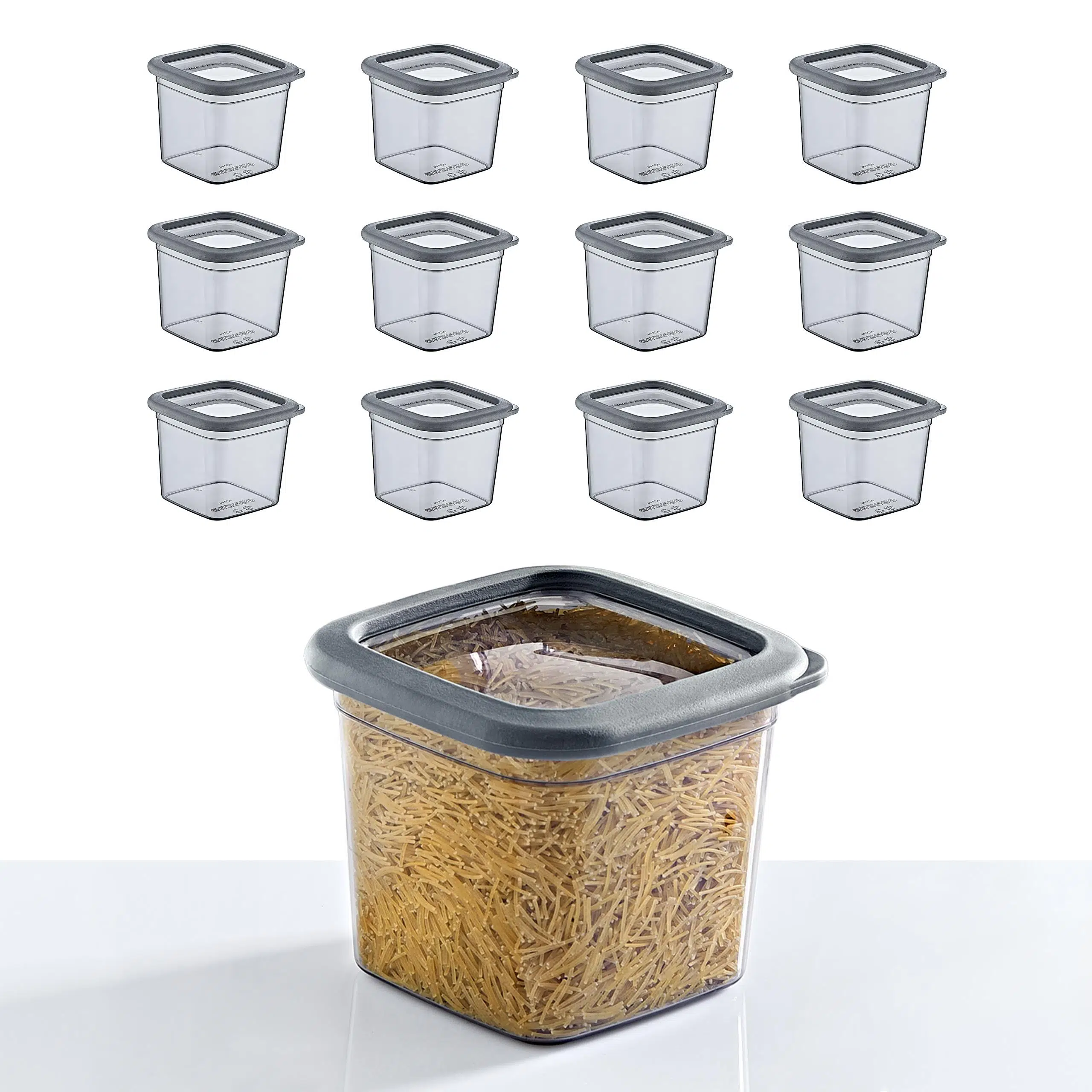 Smartware 12'Li Set Skali Kare Saklama Kabı Antrasit 740 ML