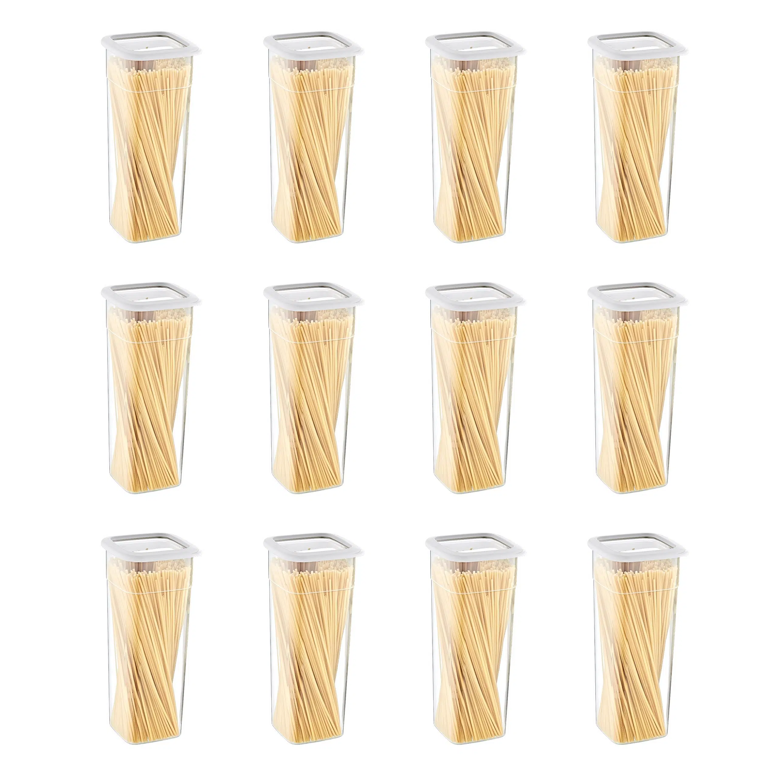 Smartware 12'Li Set Skali Kare Saklama Kabı Beyaz 2140 ML