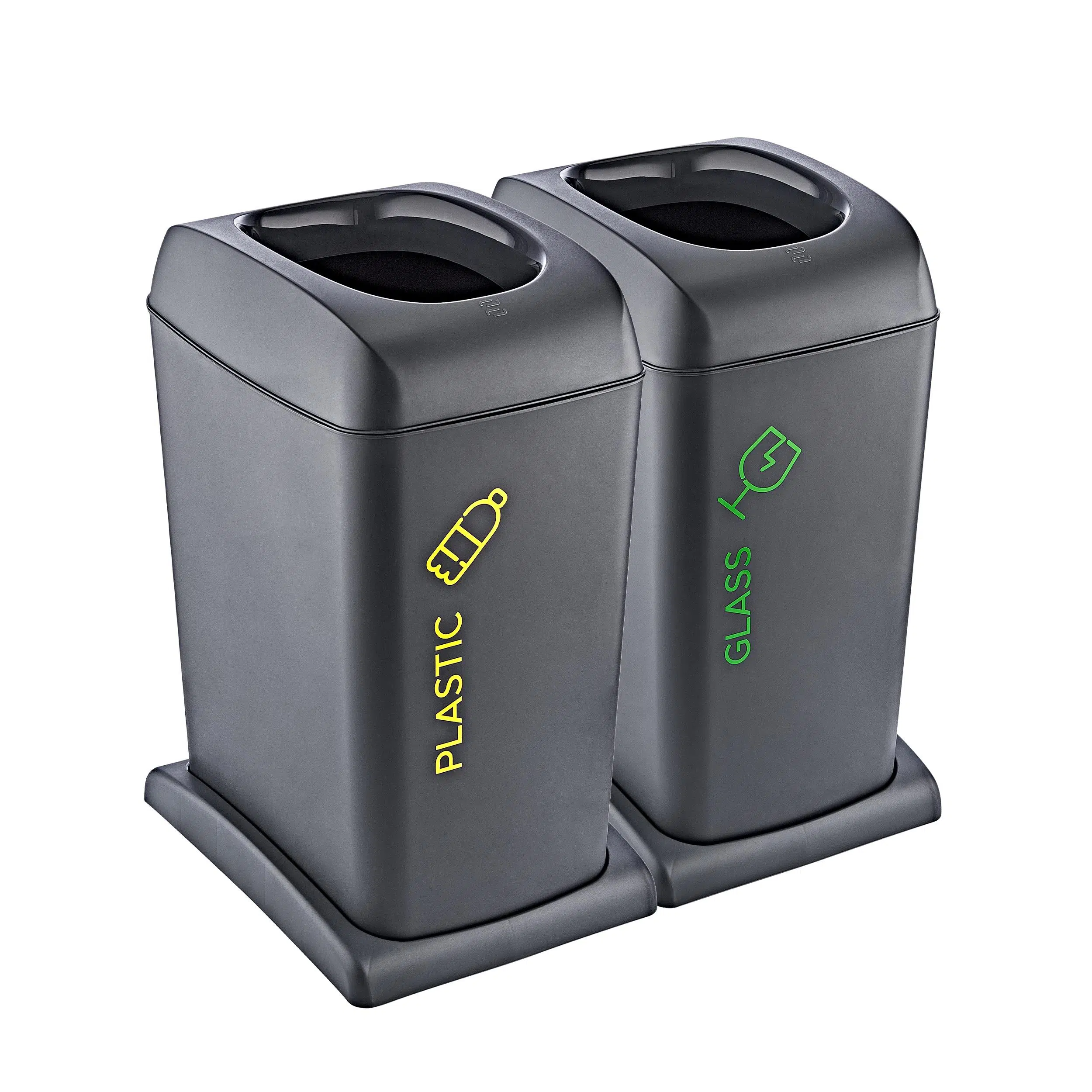 Smartware 2'Li Set Soft Tekerlekli Cam-Plastik Geri Dönüşüm Kutusu 40 LT