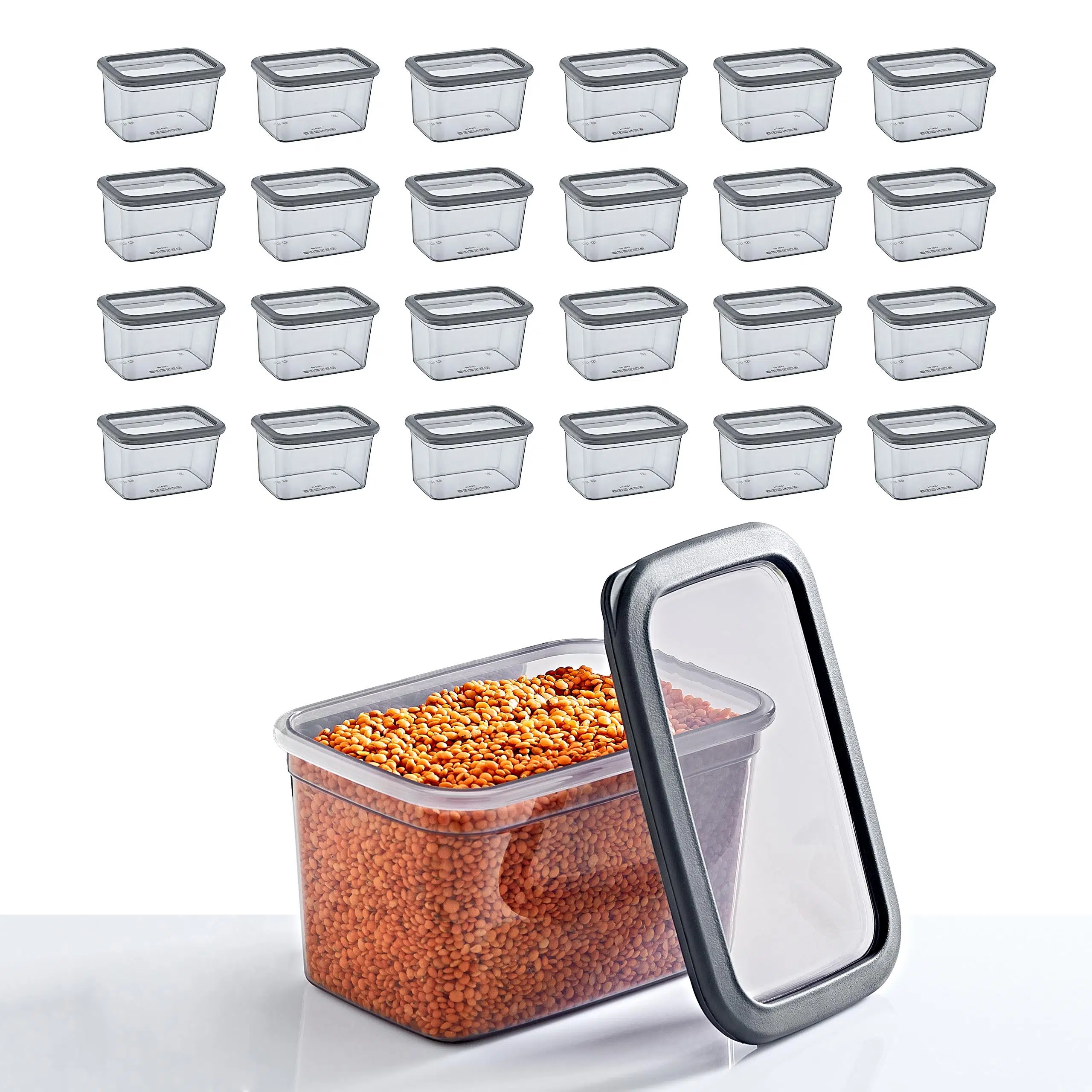 Smartware 24'Lü Set Skali Dikdörtgen Saklama Kabı Antrasit 1210 ML