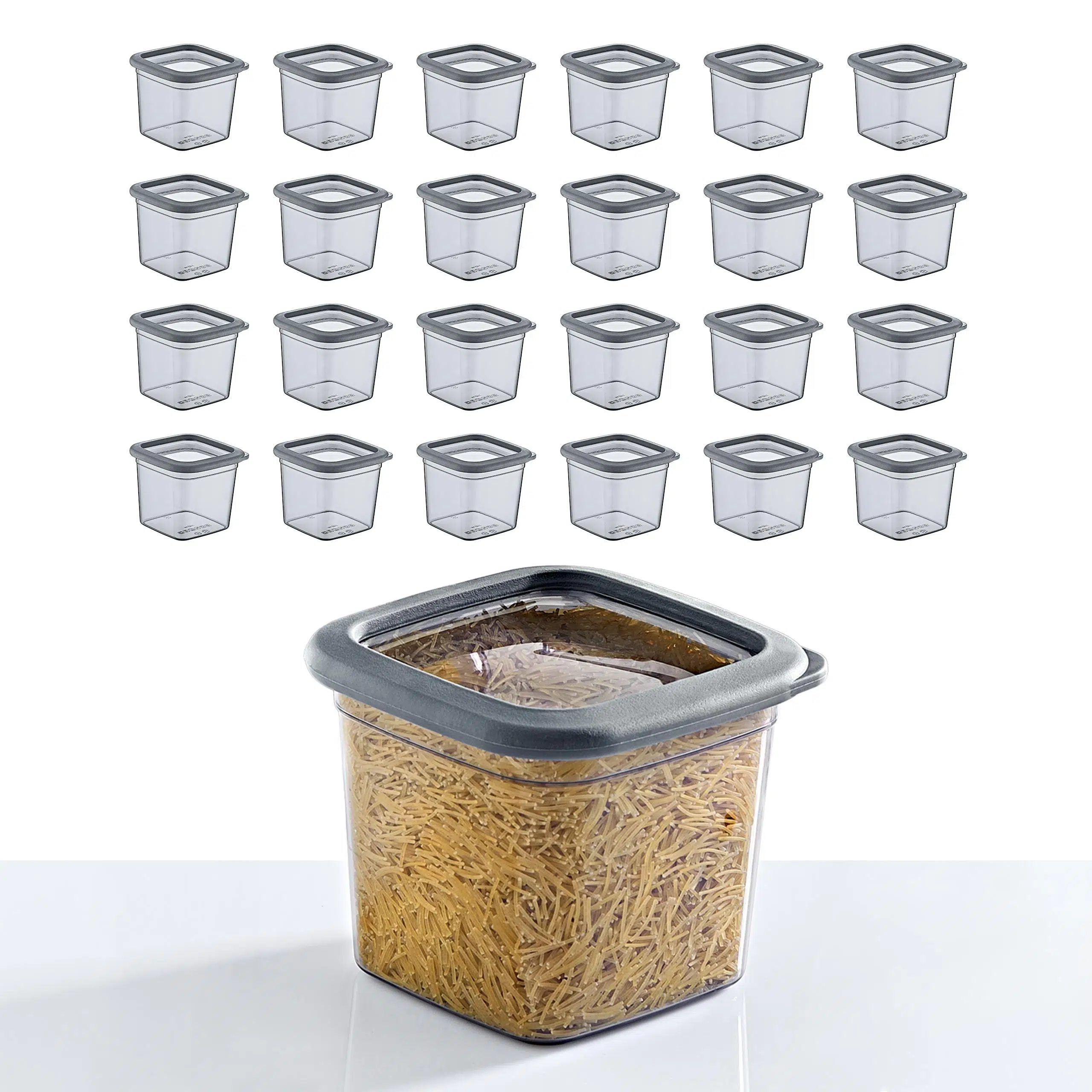 Smartware 24'Lü Set Skali Kare Saklama Kabı Antrasit 740 ML