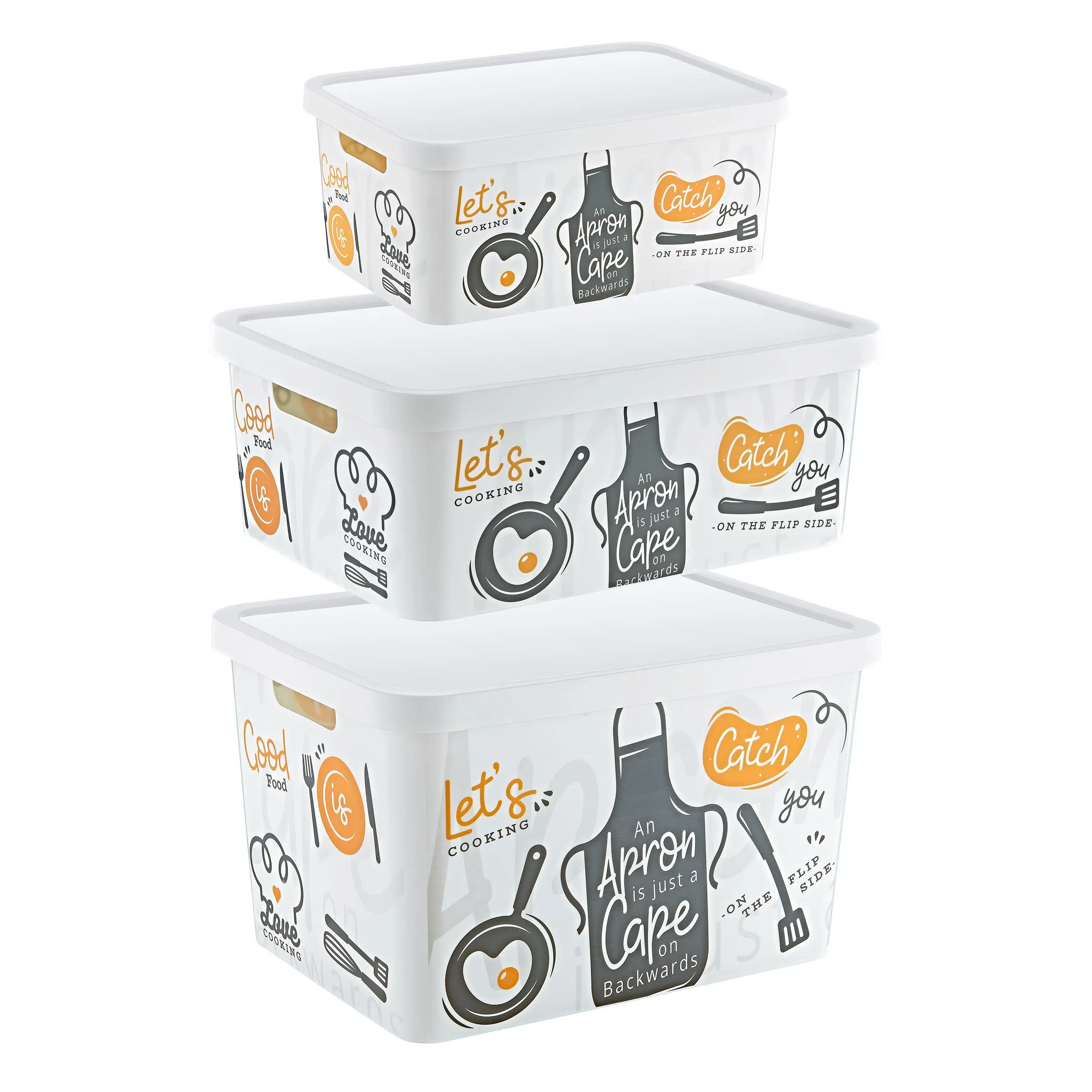 Smartware 3'Lü Set Stafi Desenli Kapaklı Kutu Catch You (4,5-12-18 LT)