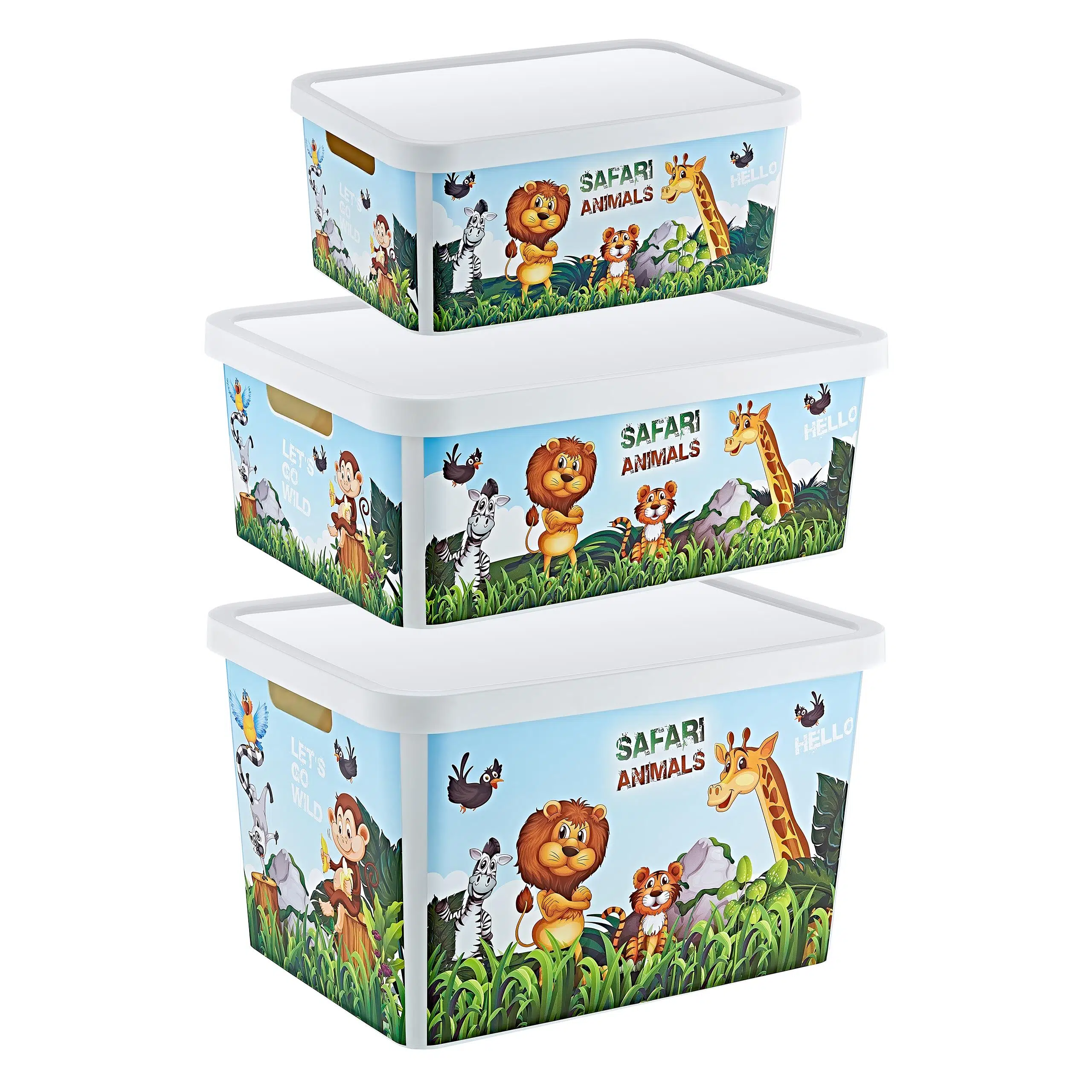 Smartware 3'Lü Set Stafi Desenli Kapaklı Kutu Safari (4,5-12-18 LT)