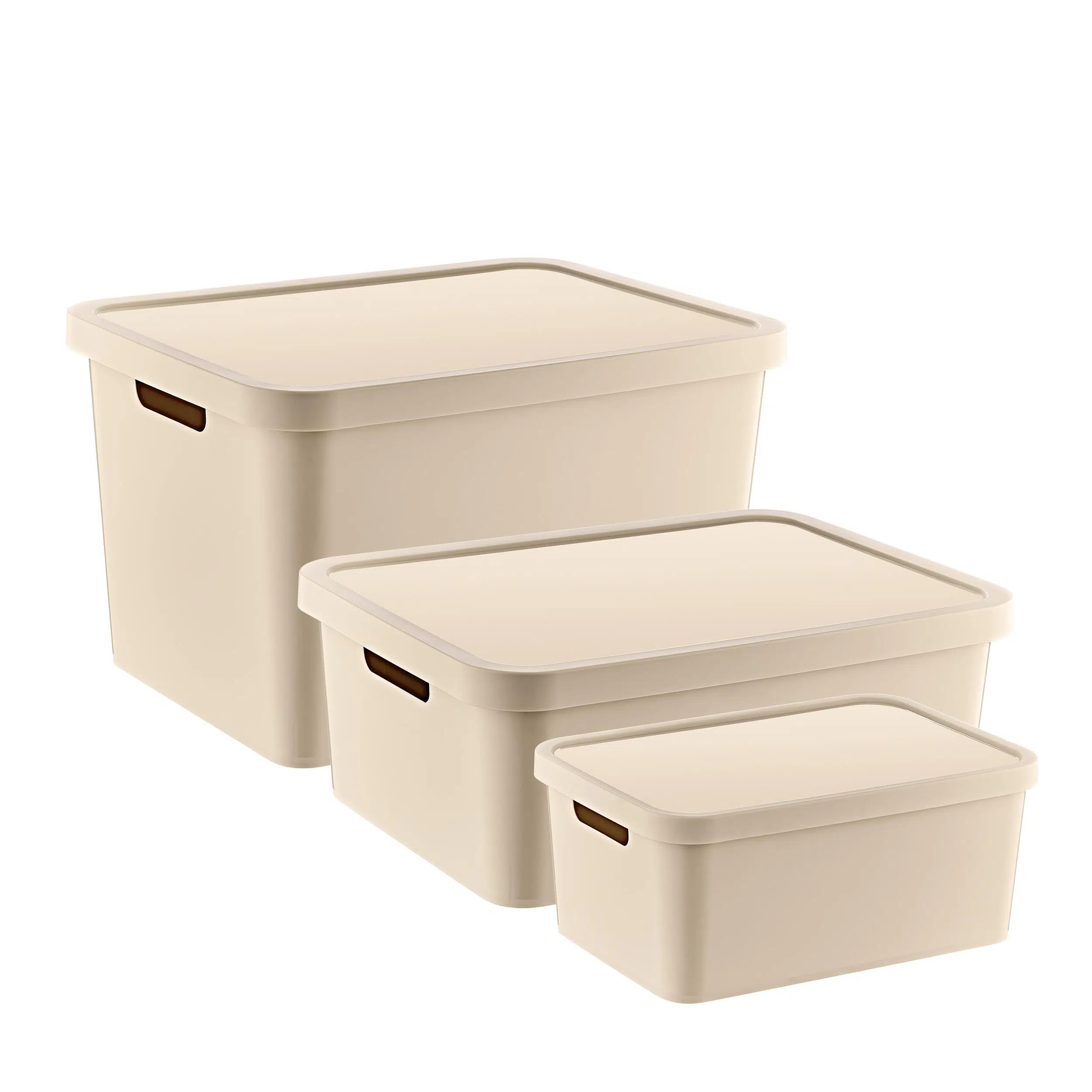 Smartware 3'Lü Set Stafi Kapaklı Kutu Latte (4,5-12-18 LT)