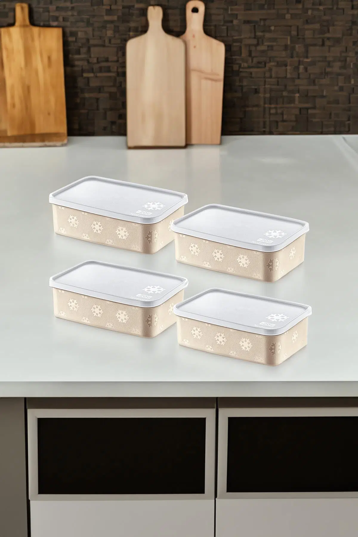 Smartware 4'Lü Set No Frost Saklama Kabı Latte 1600 ML