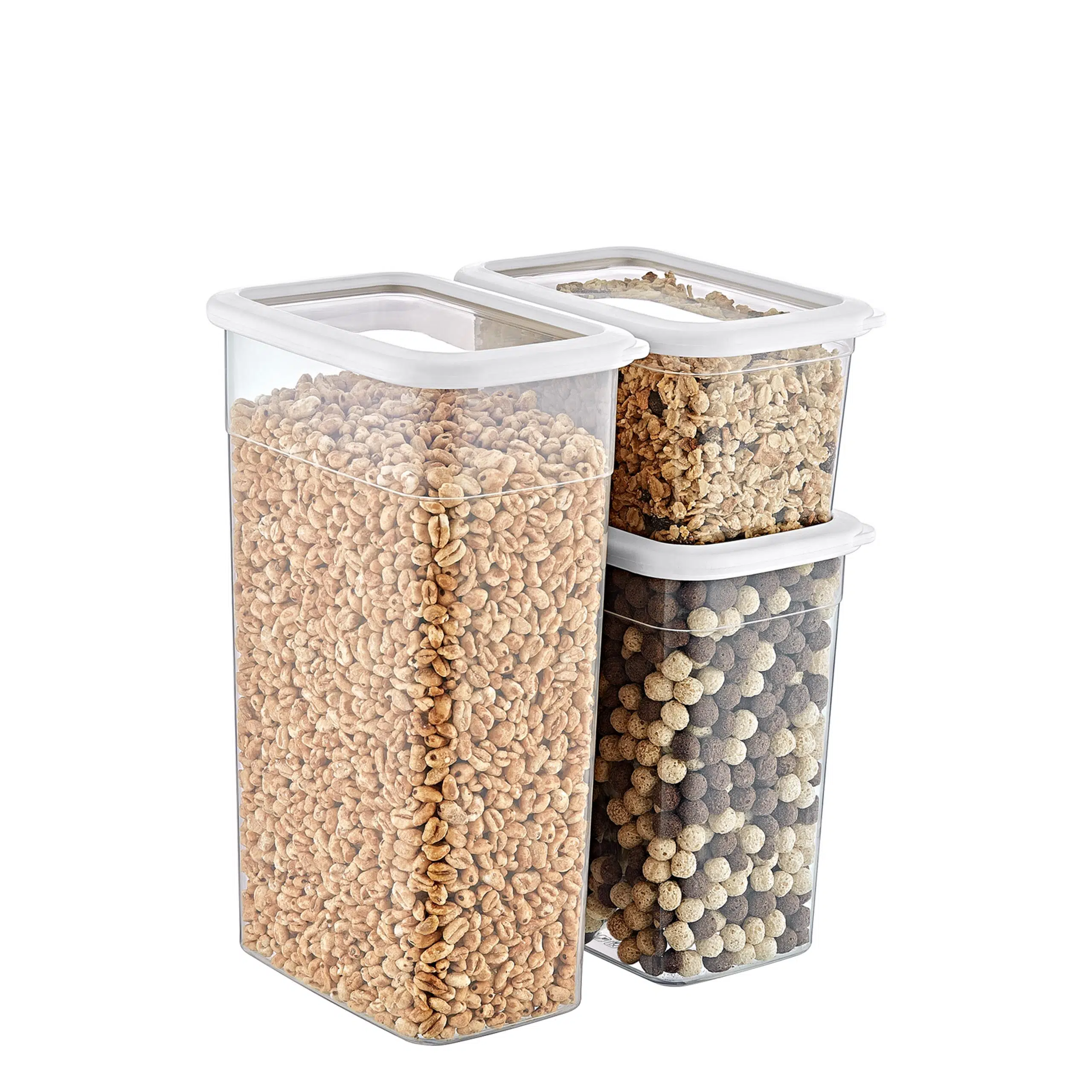 Smartware 4'Lü Set Skali Dikdörtgen Saklama Kabı Beyaz (4'şer adet 1210 ml, 2350 ml, 3500 ml)