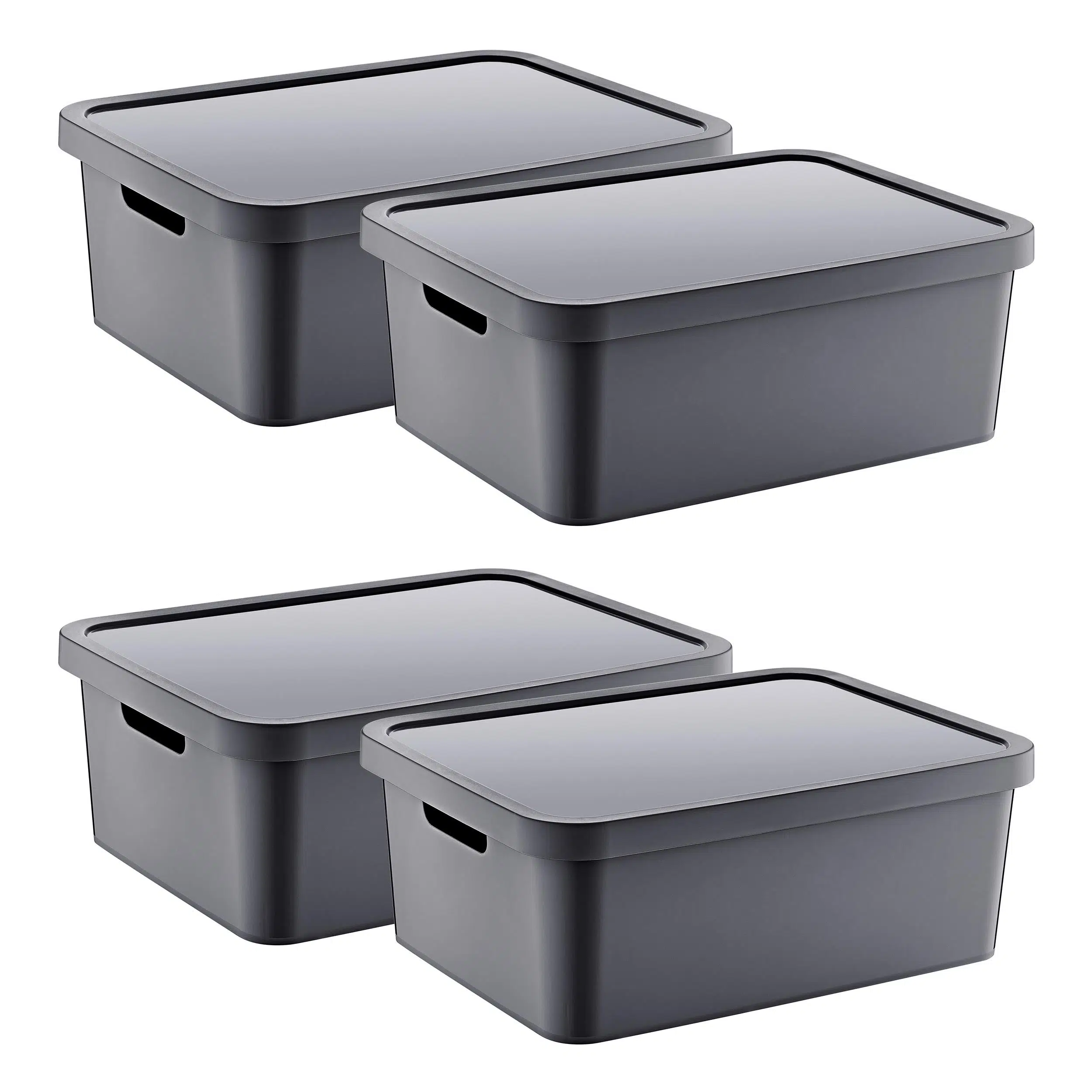 Smartware 4'Lü Set Stafi Çok Amaçlı Kapaklı Kutu Antrasit 12 LT