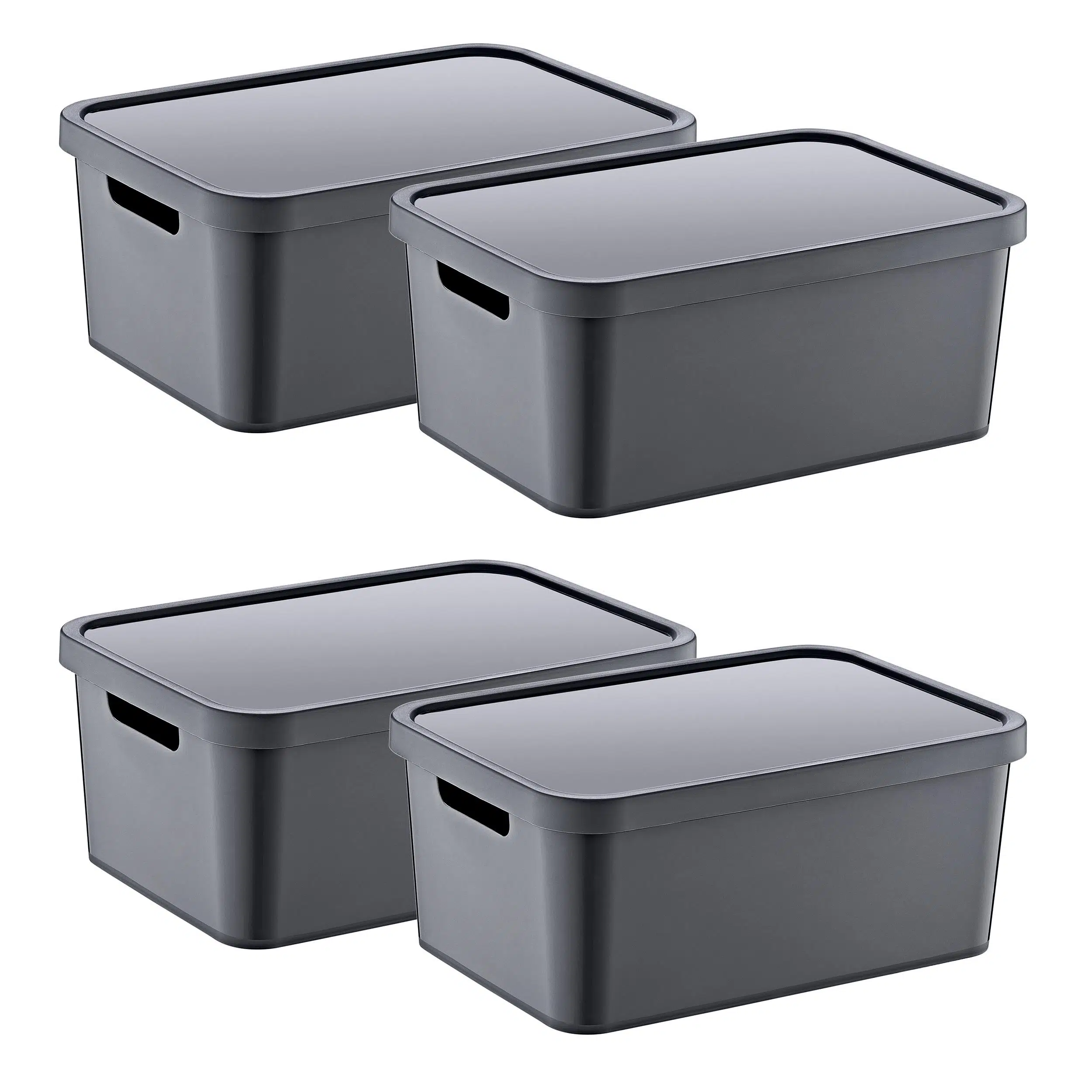 Smartware 4'Lü Set Stafi Çok Amaçlı Kapaklı Kutu Antrasit 4,5 LT