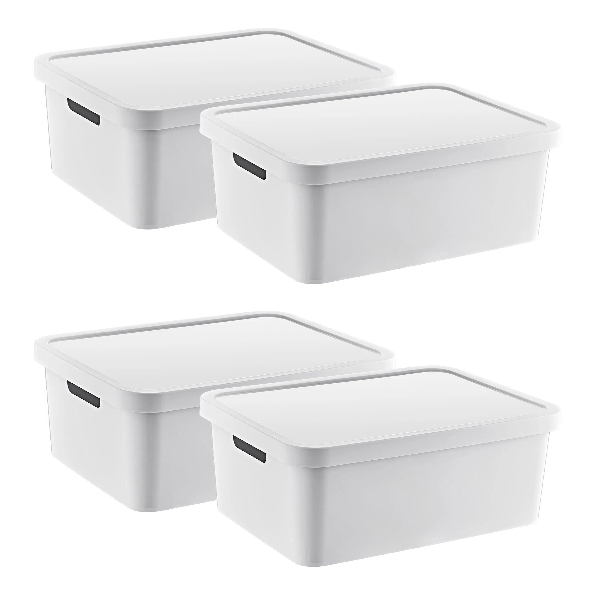 Smartware 4'Lü Set Stafi Çok Amaçlı Kapaklı Kutu Beyaz 12 LT