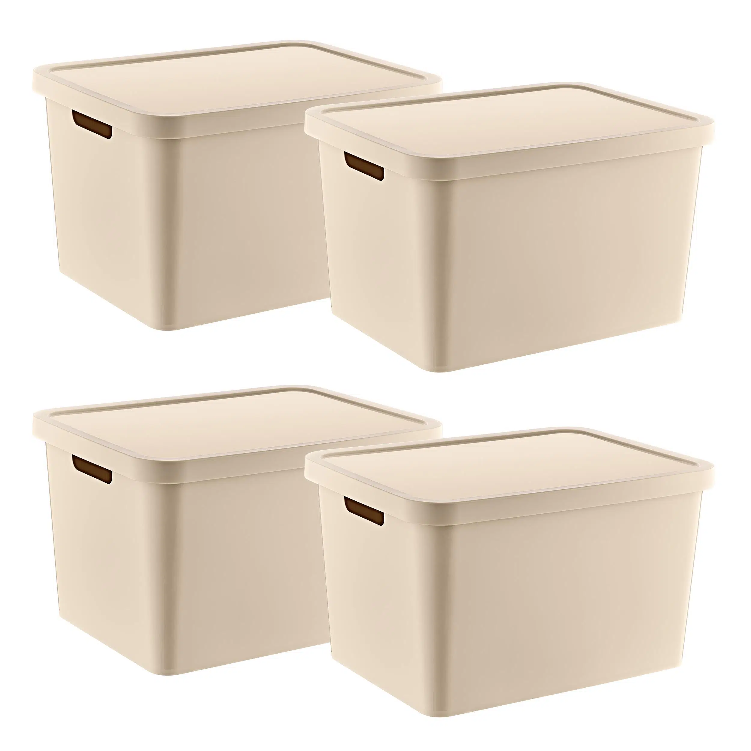 Smartware 4'Lü Set Stafi Çok Amaçlı Kapaklı Kutu Latte 18 LT