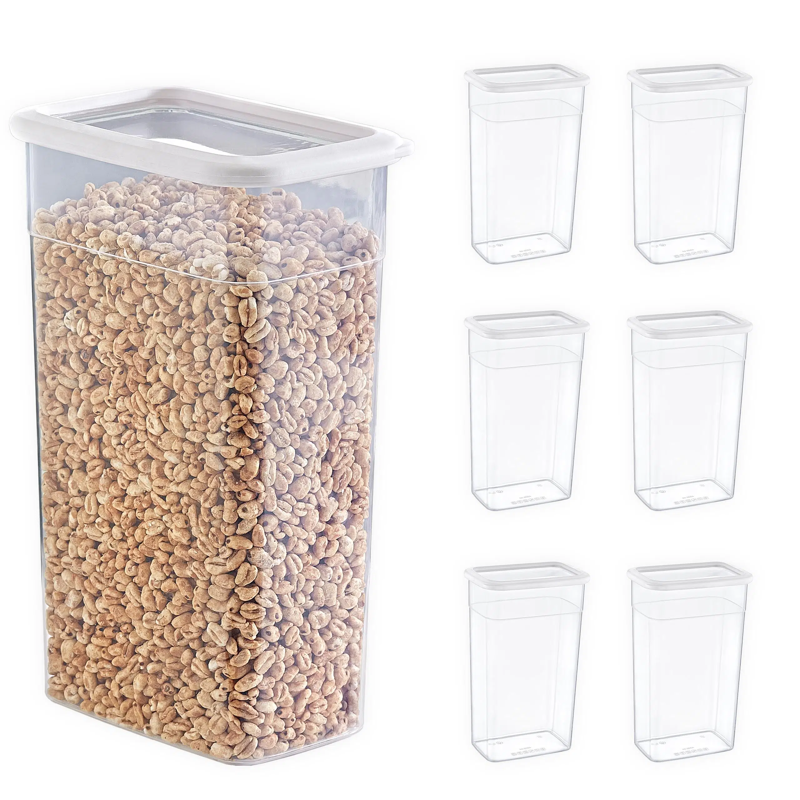 Smartware 6'Lı Set Skali Dikdörtgen Saklama Kabı Beyaz 3500 ML