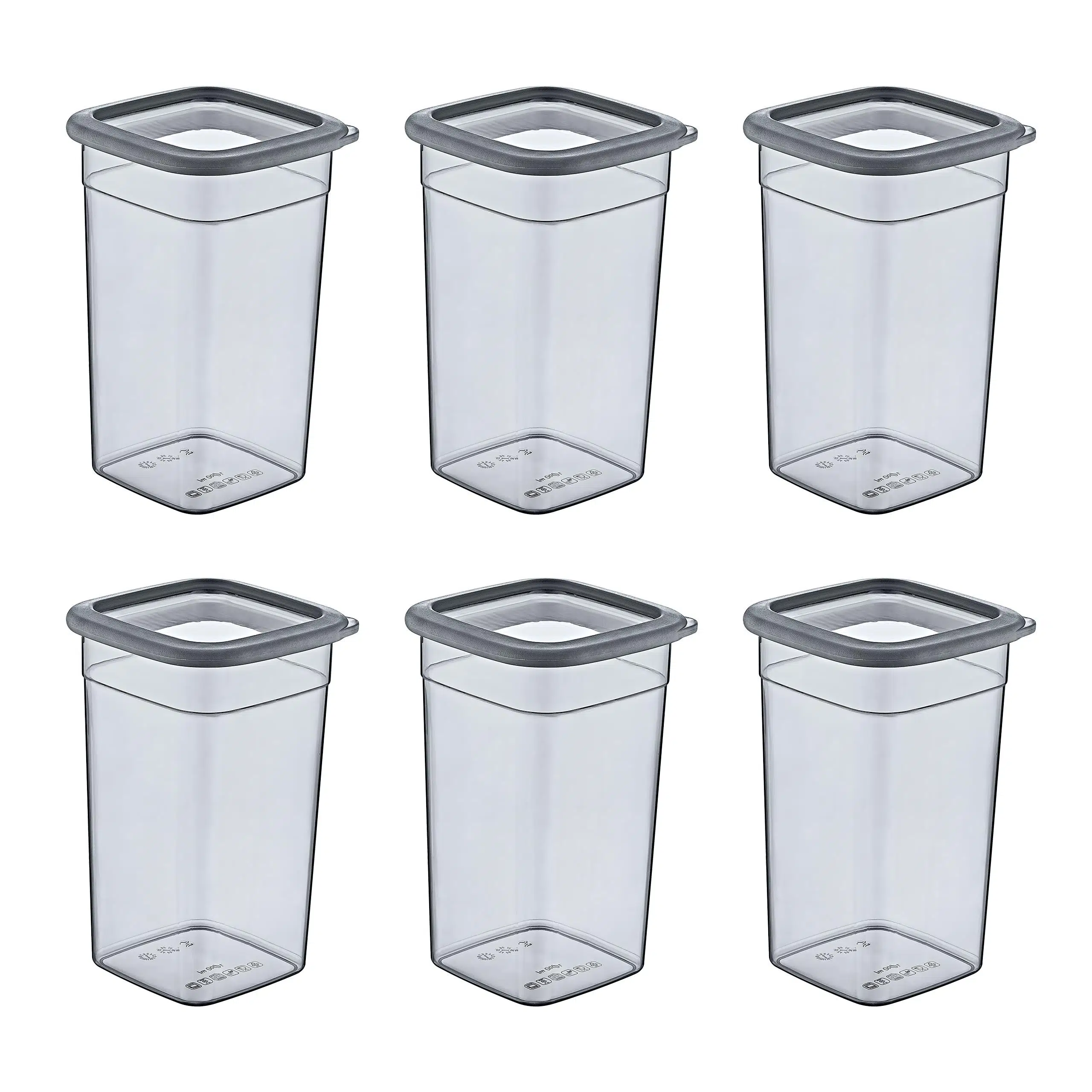 Smartware 6'Lı Set Skali Kare Saklama Kabı Antrasit 1440 ML