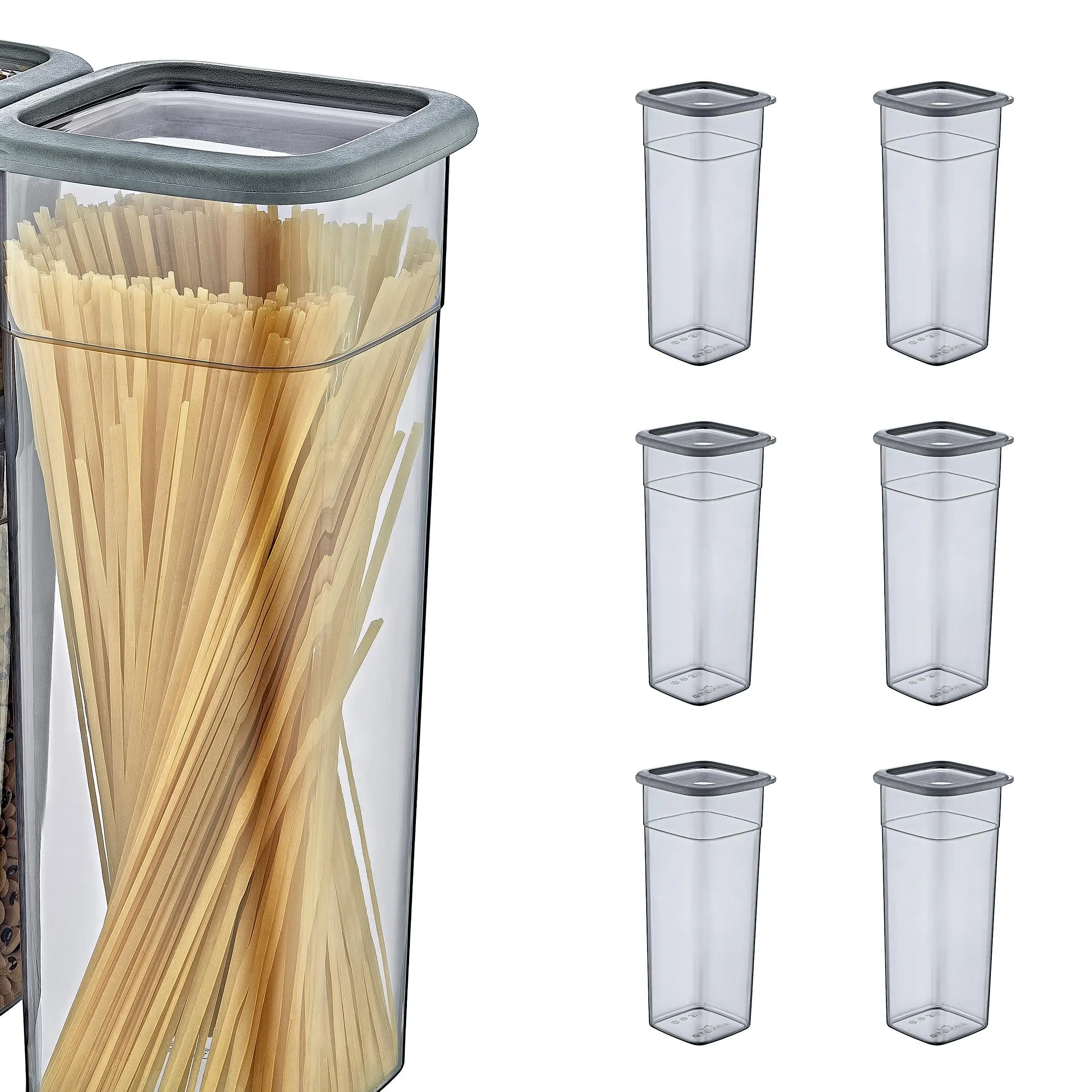 Smartware 6'Lı Set Skali Kare Saklama Kabı Antrasit 2140 ML