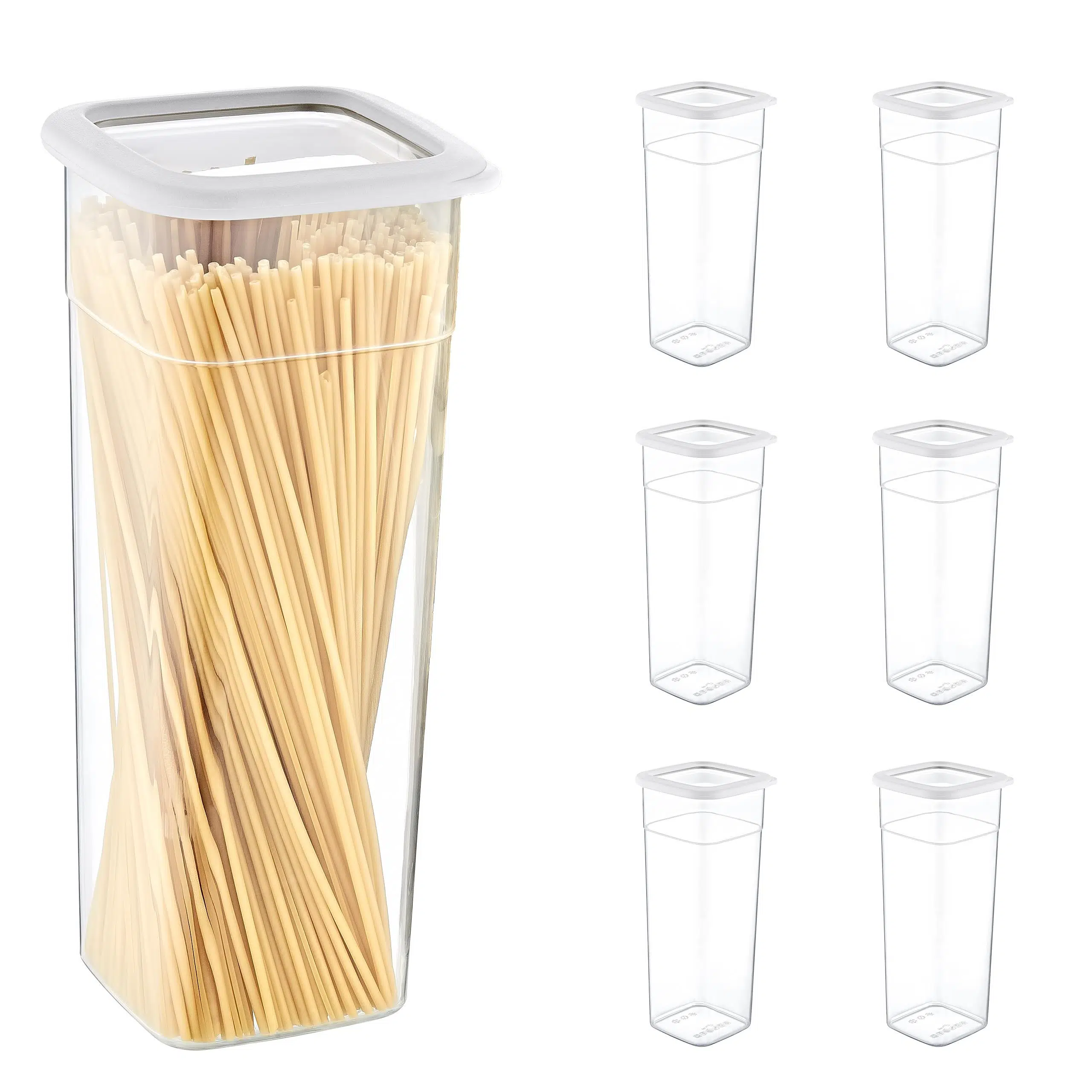 Smartware 6'Lı Set Skali Kare Saklama Kabı Beyaz 2140 ML