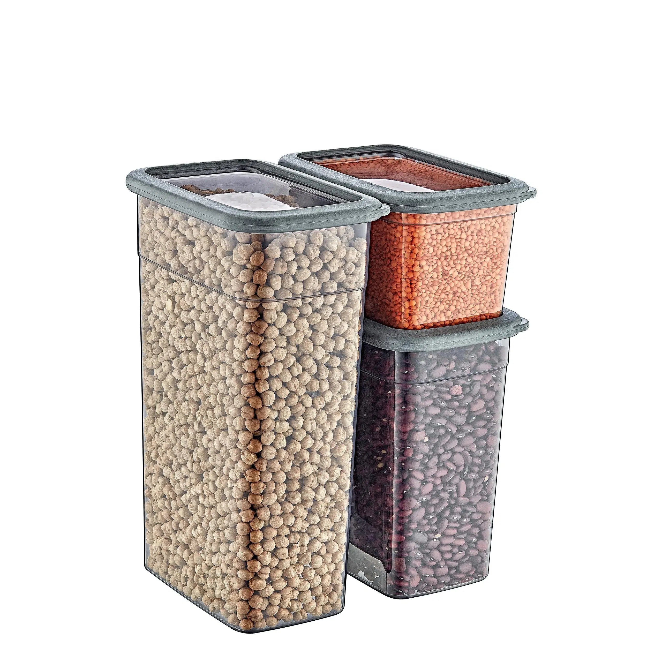 Smartware 8'Li Set Skali Dikdörtgen Saklama Kabı Antrasit (8'şer adet 1210 ml, 2350 ml, 3500 ml)