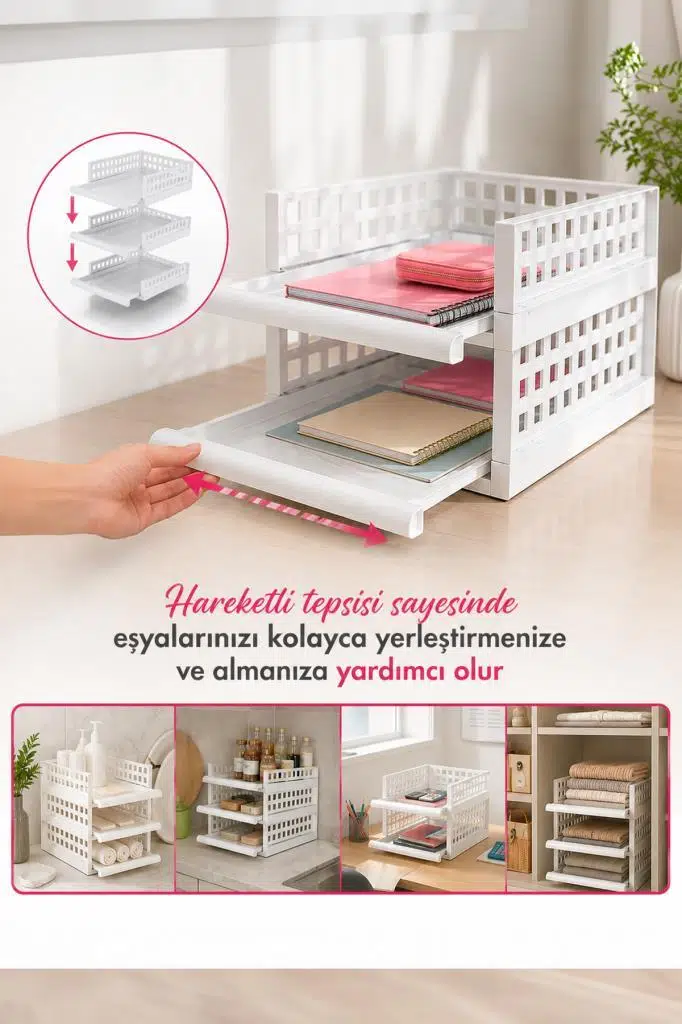 Smartware Akıllı Raf Maxi-Midi Set Beyaz - Kayar Çekmeceli Çok Amaçlı Dolap Içi Kıyafet Ve Ev Aksesuarı Düzenleyici
