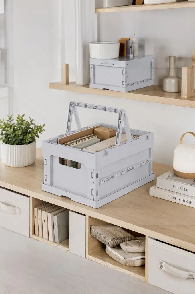 Smartware Blox Düz ve Saplı Katlanır Kutu 46 LT - GRİ