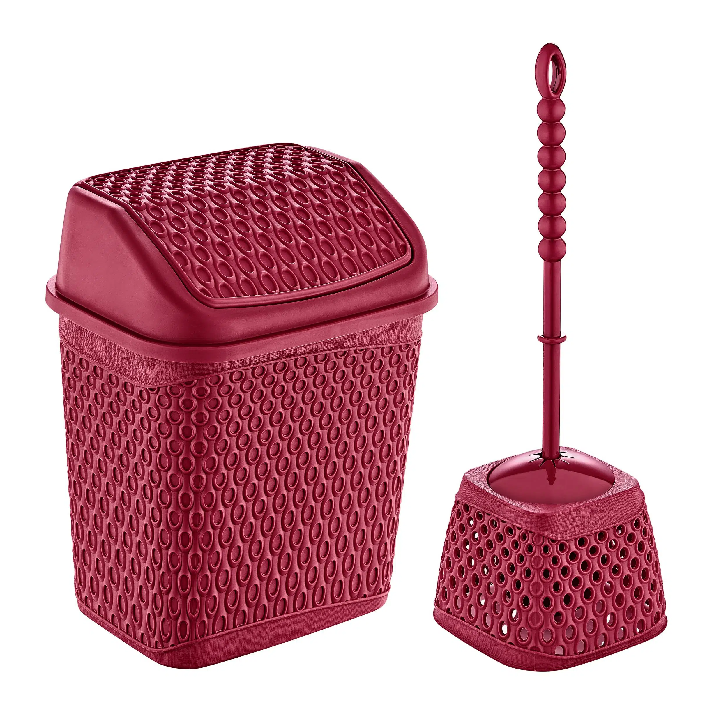 Smartware Katre Çöp Kovası Ve Klozet Fırçası Kırmızı