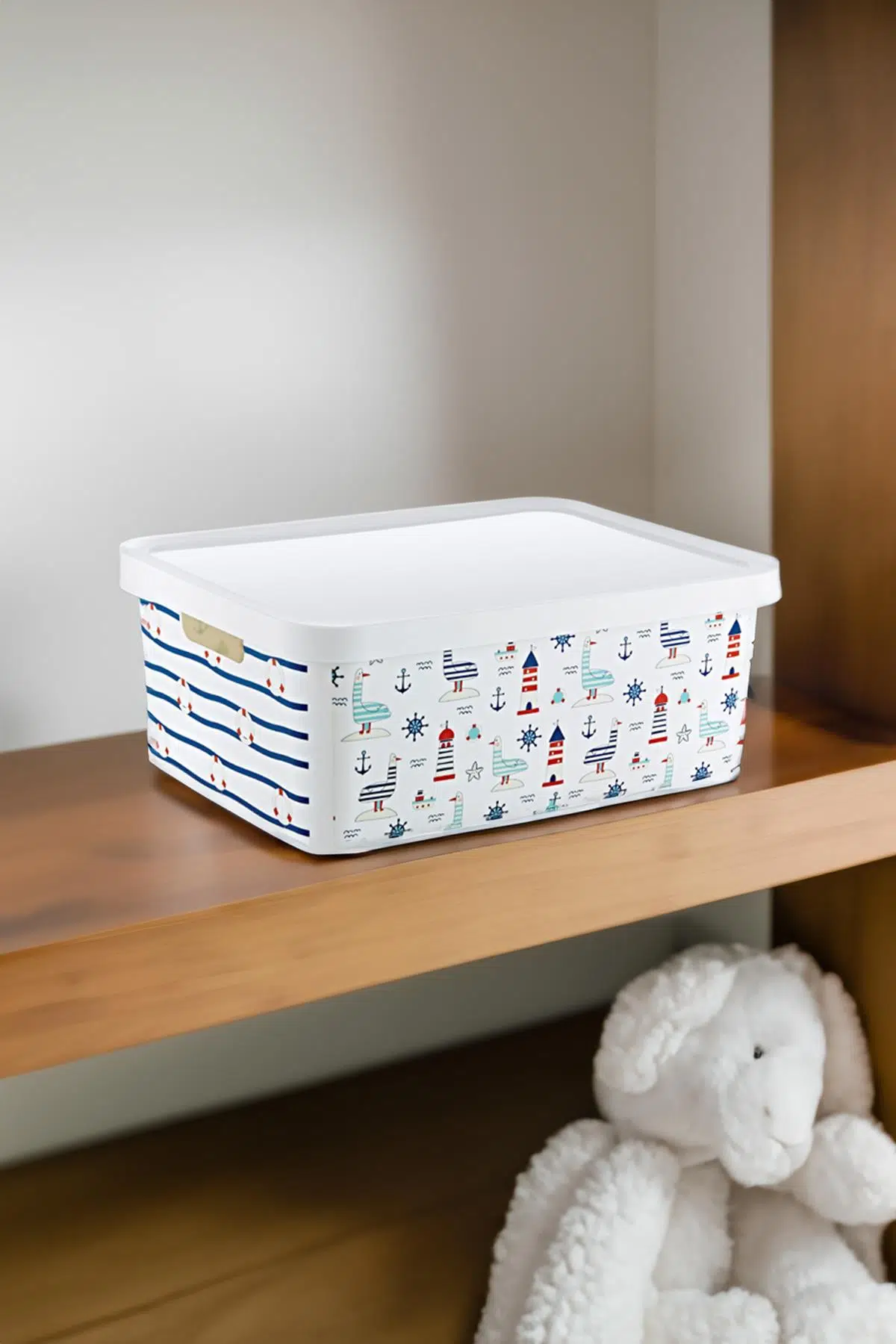 Smartware Stafi Desenli Çok Amaçlı Kapaklı Kutu 12 LT - MARİN