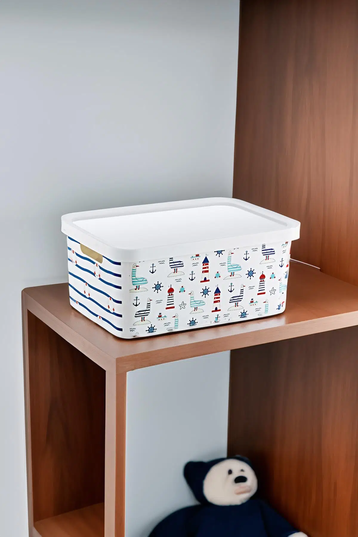 Smartware Stafi Desenli Çok Amaçlı Kapaklı Kutu 4,5 LT - MARİN